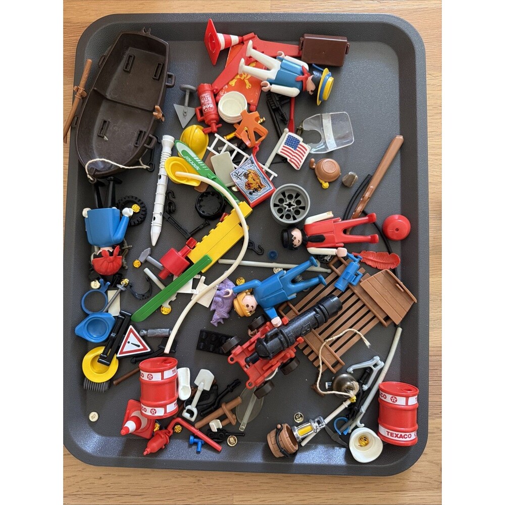 Playmobil Geobra 1974 Assortment Lot Figured Skis Cannon Boat Pirate Vintage